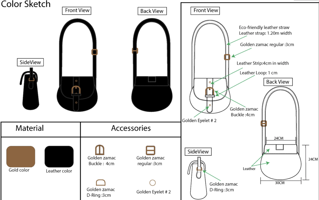 handbag tech pack, bag tech pack, hand bag design, handbag tech pack example